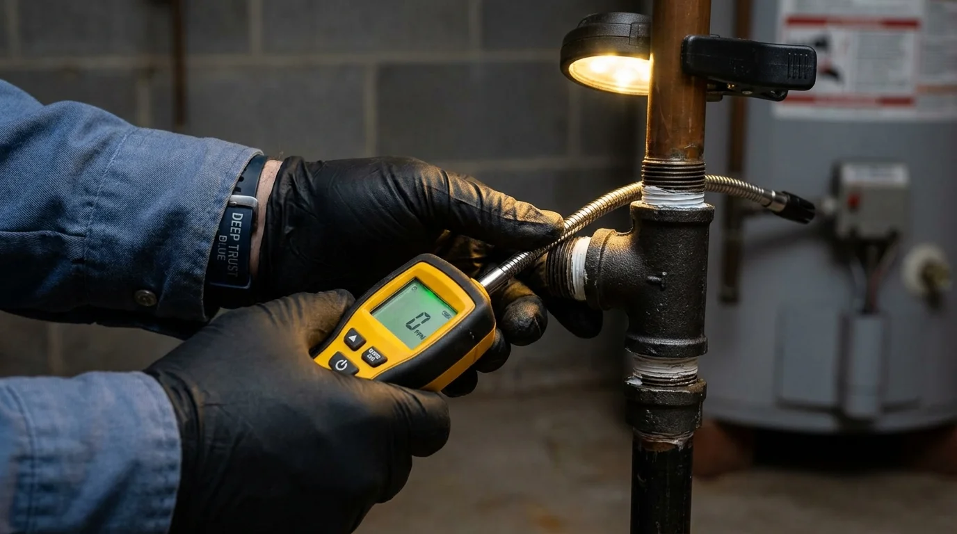 Gas leak detection with electronic sniffer by Johns Plumbing LLC in Floydada